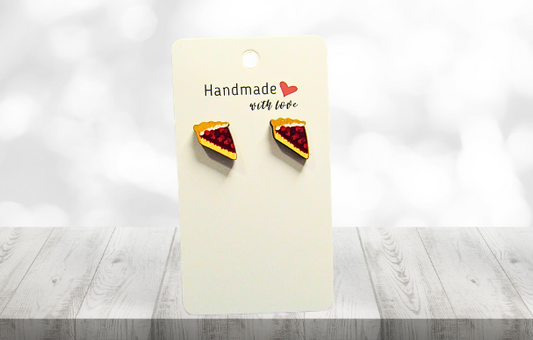 MDF-Pie Slice Shaped Sublimated Stud Earrings