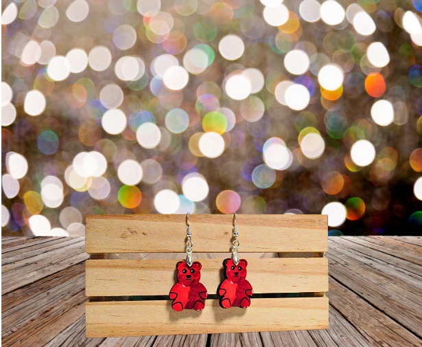 Teddy Bear Shaped Sublimated Earring 1 inch