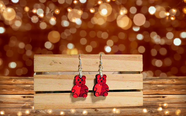 Teddy Bear Shaped Sublimated Earring 1 inch