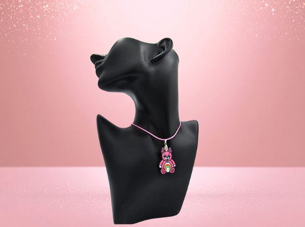 MDF-Teddy Bear with Bow Shaped Childs Sublimated Necklace Feelings