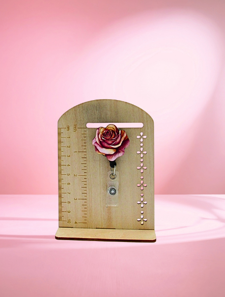 Rose Shaped Sublimated Badge Reel