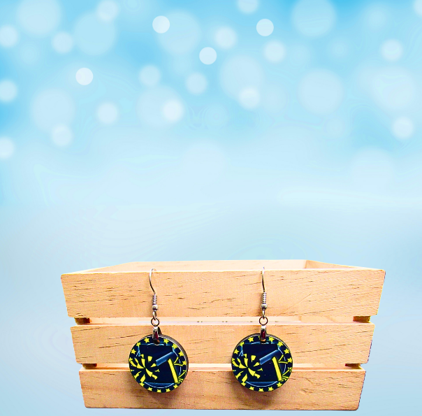 MDF-Round Shaped Sublimated Cheer Themed Earrings 1 inch