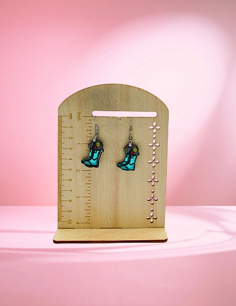 MDF-Rainboot Shaped Sublimated Earrings 1 inch