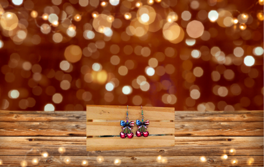 MDF-Cherries with Bow Shaped Sublimated Earrings 1 inch