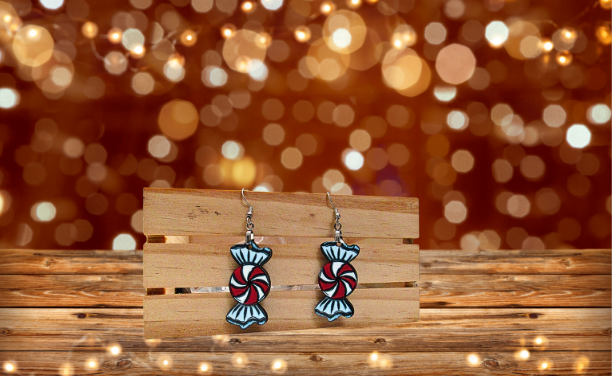 MDF-Candy Shaped MDF Sublimated Earrings 1.5 inch