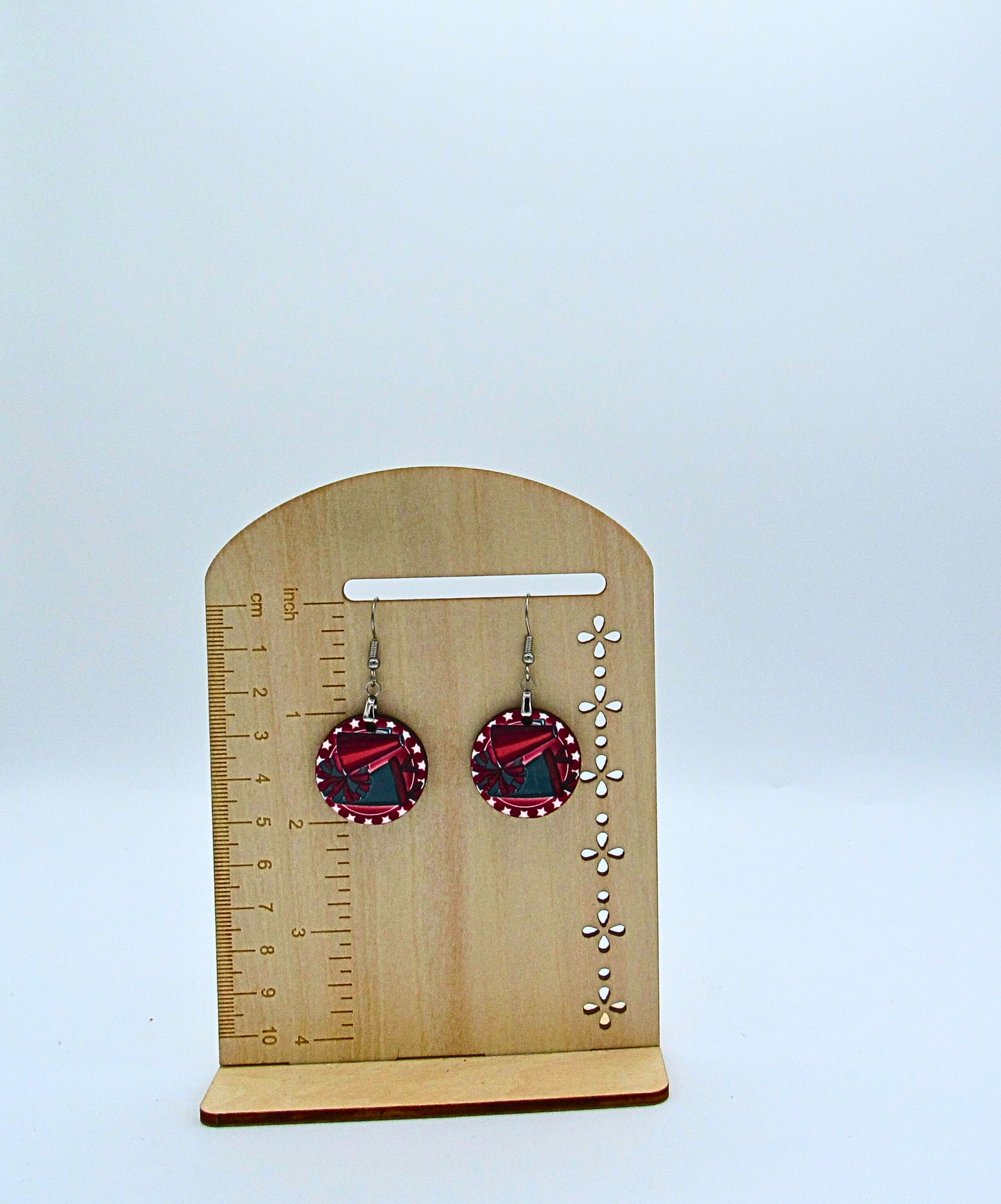 MDF-Round Shaped Sublimated Cheer Themed Earrings 1 inch