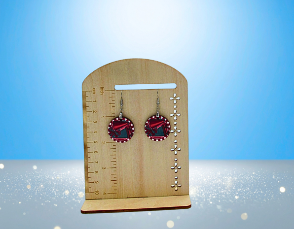 MDF-Round Shaped Sublimated Cheer Themed Earrings 1 inch