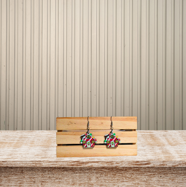 Gumdrop House Shaped MDF Sublimated Earrings