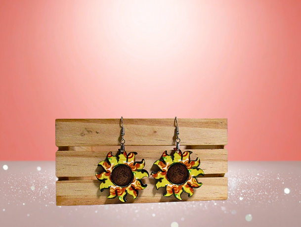 MDF-Sun Shaped Sublimated Earrings 1.5 inch