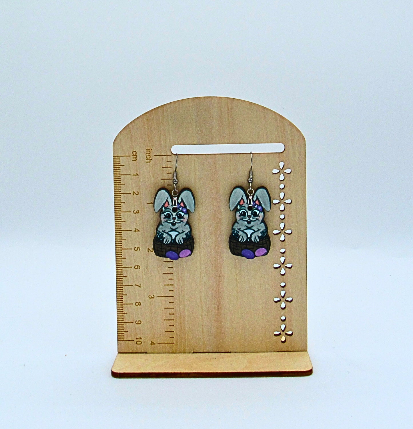 MDF- Sitting Bunny Shaped Sublimated Earrings 1.5 inch