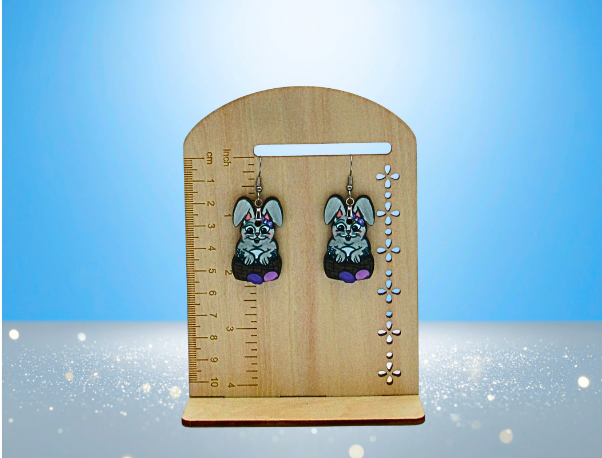 MDF- Sitting Bunny Shaped Sublimated Earrings 1.5 inch
