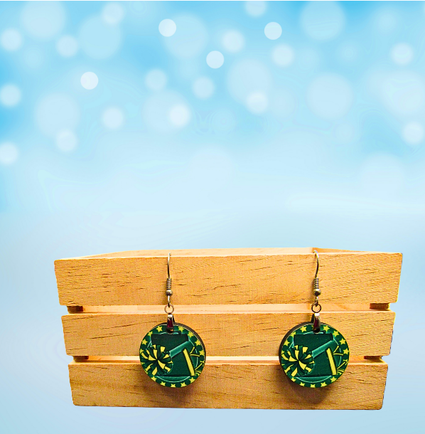 MDF-Round Shaped Sublimated Cheer Themed Earrings 1 inch