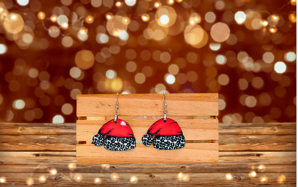 MDF- Santa Hat Shaped Sublimated Earrings 1.5 inch