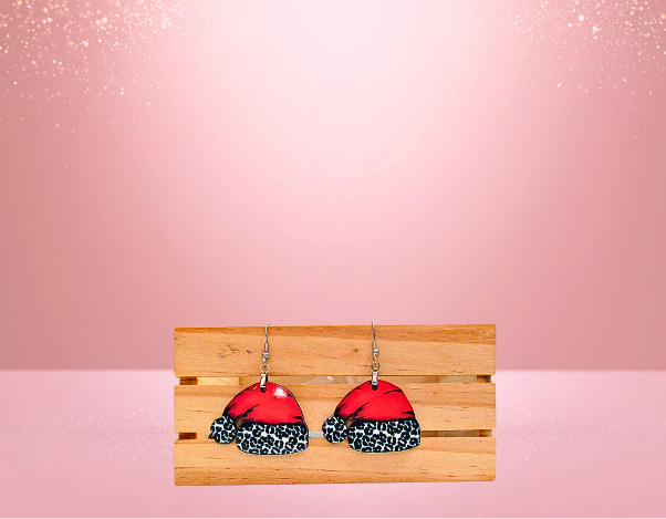 MDF- Santa Hat Shaped Sublimated Earrings 1.5 inch