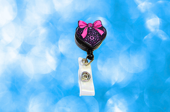 MDF-Heart with Bow Shaped Sublimated Badge Reel