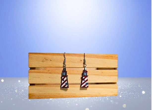 MDF-Lighthouse Shaped Sublimated Earrings  1 Inch.