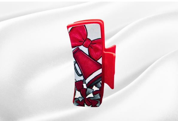MDF-Large Sublimated Hair Claw Clip Cheer Themed