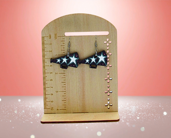 MDF-Megaphone Shaped Sublimated Earrings 1.5 inch