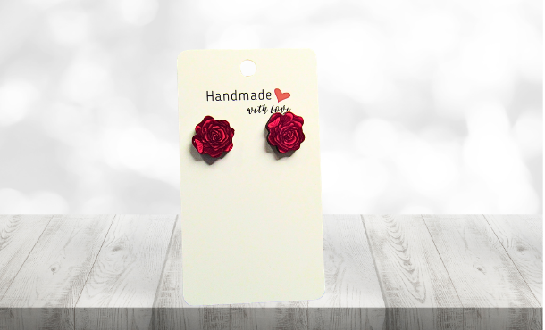 MDF-Rose Shaped Sublimated Stud Earrings