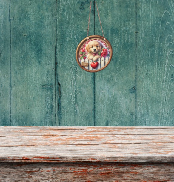 "Puppy Love" Round Sublimated Door Hanger