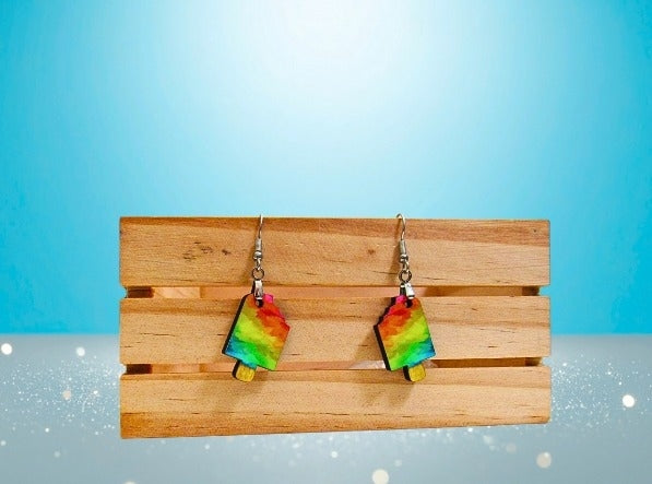 MDF-Popsicle  Shaped Sublimated Earrings 1 inch