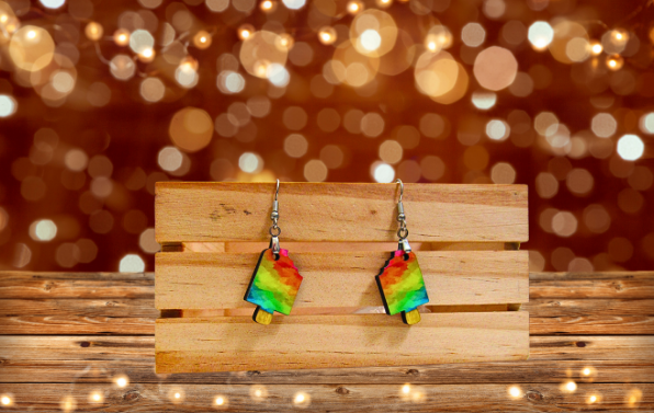 MDF-Popsicle  Shaped Sublimated Earrings 1 inch
