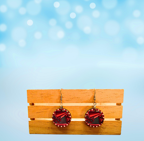 MDF-Round Shaped Sublimated Cheer Themed Earrings 1 inch