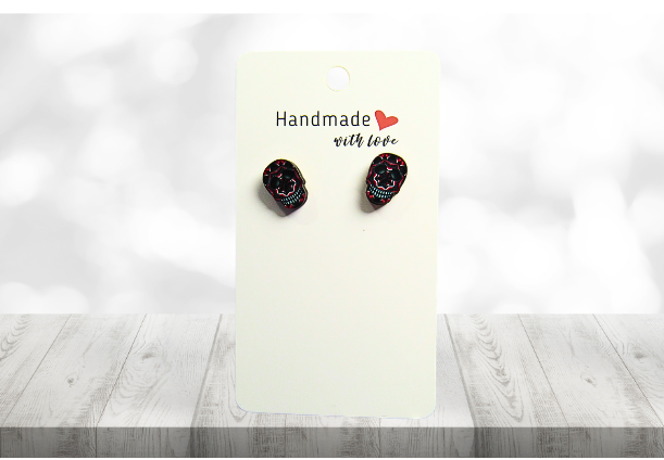 MDF-Skull Shaped Sublimated Stud Earrings