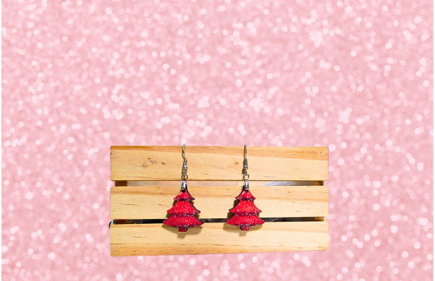 MDF-Christmas Tree Shaped Sublimated Earrings 1 inch