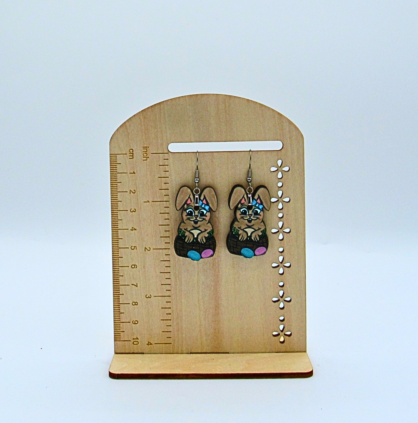 MDF- Sitting Bunny Shaped Sublimated Earrings 1.5 inch