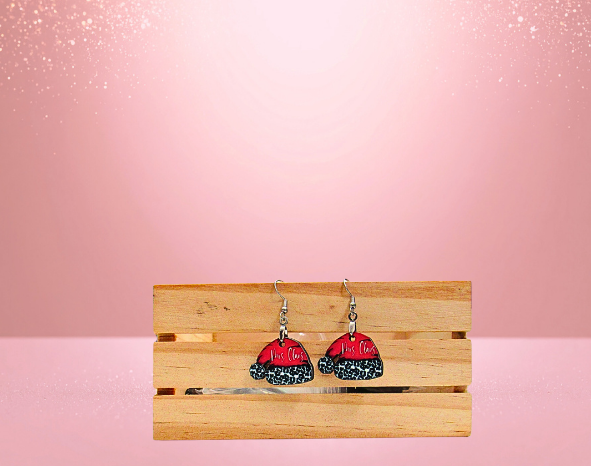 MDF- Santa Hat Shaped Sublimated Earrings 1 inch