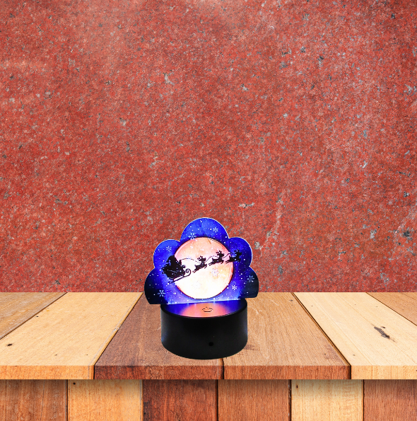 Santa Themed Acrylic Cloud Shaped Sublimated Light Base