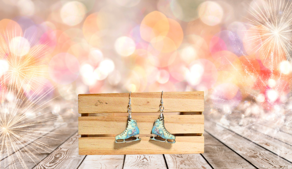 Ice Skate Shaped Sublimated Earrings 1 inch