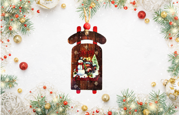 Sled Shaped Sublimated Ornament