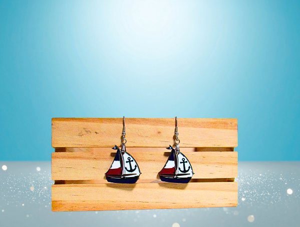 MDF-Sailboat Shaped Sublimated Earrings 1 inch