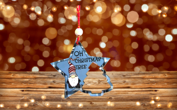 Star with tree Shaped Sublimated Ornament