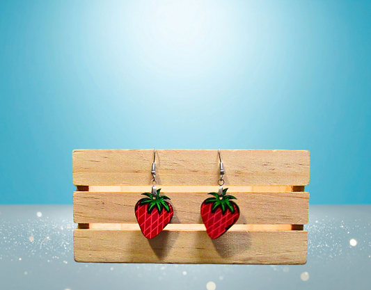 MDF-Strawberry Shaped Sublimated Earrings 1 inch