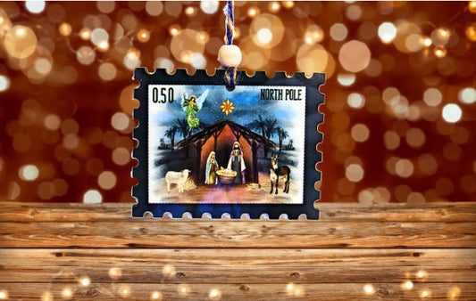 Horizontal Stamp Shaped Sublimated Ornament