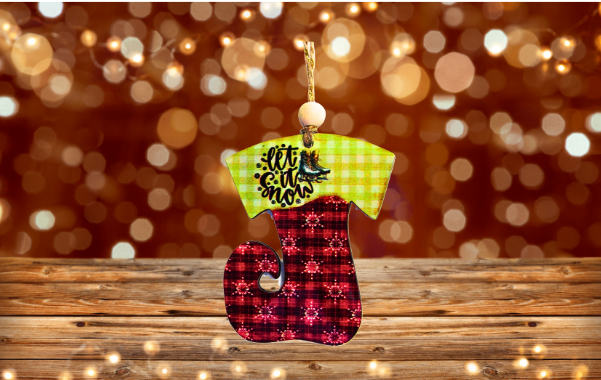 Elf Stocking Shaped Sublimated Ornament