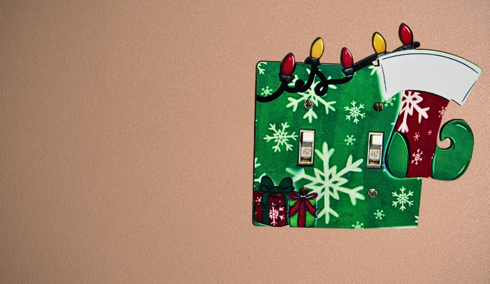 Stocking with Lights Shaped Sublimated-Double Light Switch Cover
