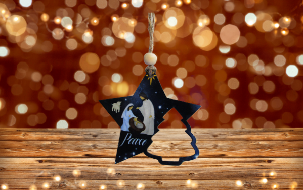 Star with tree Shaped Sublimated Ornament