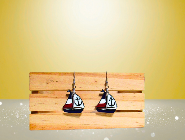 MDF-Sailboat Shaped Sublimated Earrings 1 inch