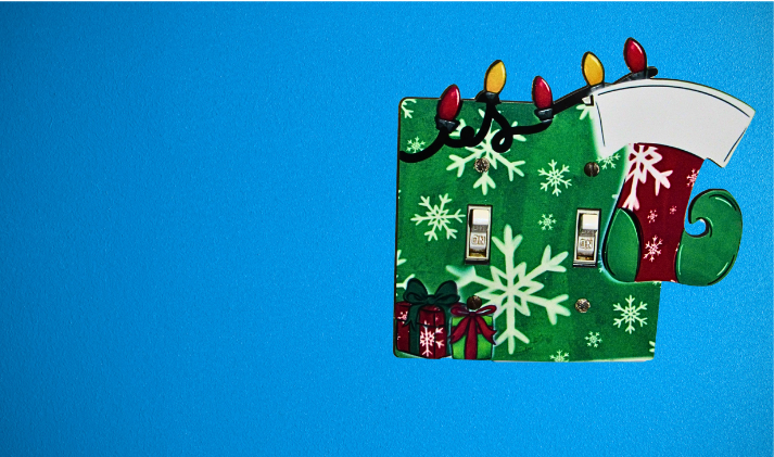Stocking with Lights Shaped Sublimated-Double Light Switch Cover