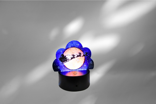 Santa Themed Acrylic Cloud Shaped Sublimated Light Base