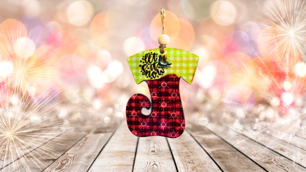 Elf Stocking Shaped Sublimated Ornament