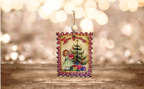 Vertical Stamp Shaped Sublimated Ornament