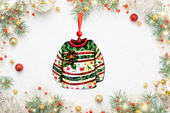Sweater Shaped Sublimated Ornament