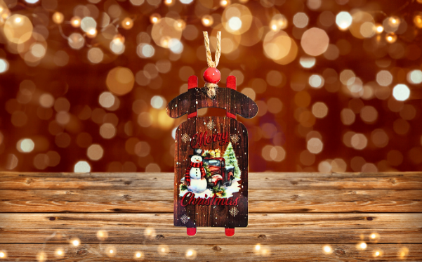 Sled Shaped Sublimated Ornament