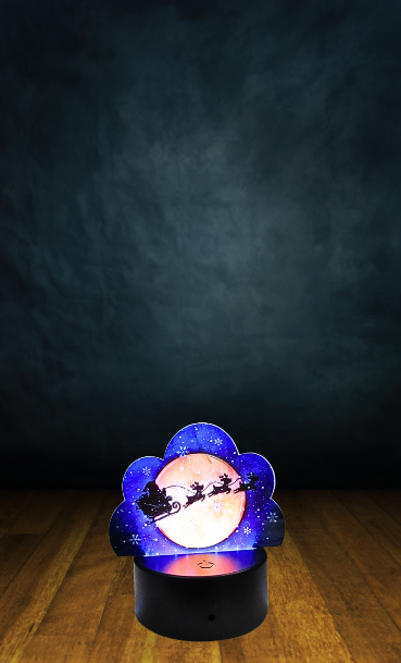 Santa Themed Acrylic Cloud Shaped Sublimated Light Base