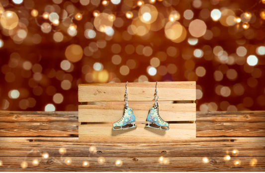 Ice Skate Shaped Sublimated Earrings 1 inch
